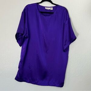 VTG Victoria’s Secret Gold Label Purple Satin Pajama Sleep Shirt Nightgown Small